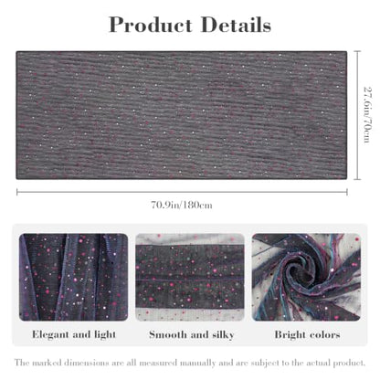 Sequin Scarf for Women Lightweight Mesh Shawl Wrap Bandana Hijab Headscarf for Summer Evening Dress - color: Navy