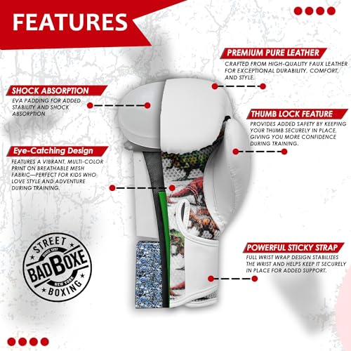 Boxing Gloves 6oz | Boxing Gloves for Kickboxing Muay Thai MMA | Bag Gloves for Punching Bag - color: Dinosaur White