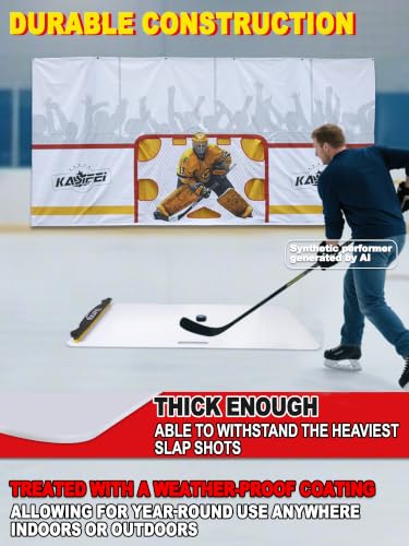 kasifei – 24'' x 48'' Hockey Shooting Pad with Rebounder, Professional Hockey Training Equipment | Improving Shooting Passing and Stickhandling Ability, Smooth Slick Surface, Great for Solo Training, for All Skill Levels