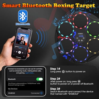 Music Boxing Machine with Gloves - Wall Mounted Punching Trainer for Adults & Kids, 9-Speed Punch Game, Wall Boxing Punching pad, 2025 Upgrade Gifts for Boys Age 6+ - style: Lightning