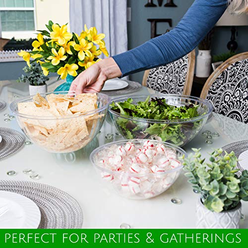 Disposable 48 Ounce Round Crystal Clear Plastic Bowls With Lids 4 Sets - size: 48 OUNCE
