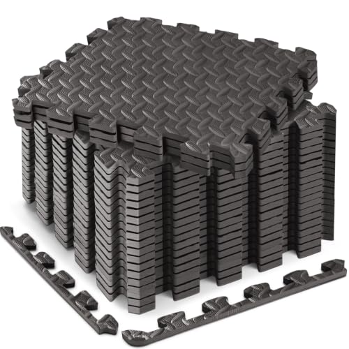18pcs Puzzle Exercise Mat, 12.6"x12.6"x0.4", 18sqft EVA Interlocking Foam Floor Tiles, Protective, Water-Resistant Flooring for Home Gym & Workout Equipment - color: Gray