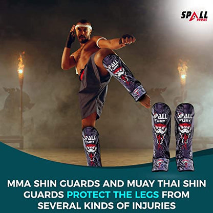 MMA Shin Instep Pad Kick Thai Pad Kick Boxing Guard Protector Leg Foot Guard(Grey Black, Small/Medium)