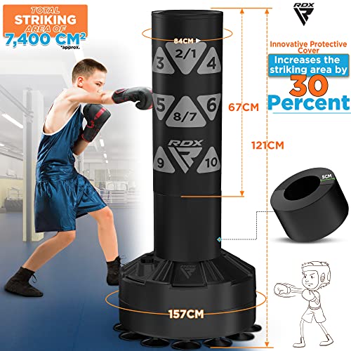 RDX Kids Freestanding Punching Bag & Cover, 4FT Heavy Duty Junior Ronin Target Pedestal Bag Set Suction Cup Stand Base Free Standing Kickboxing MMA Boxing Muay Thai Karate Home Gym Workout - color: SILVER