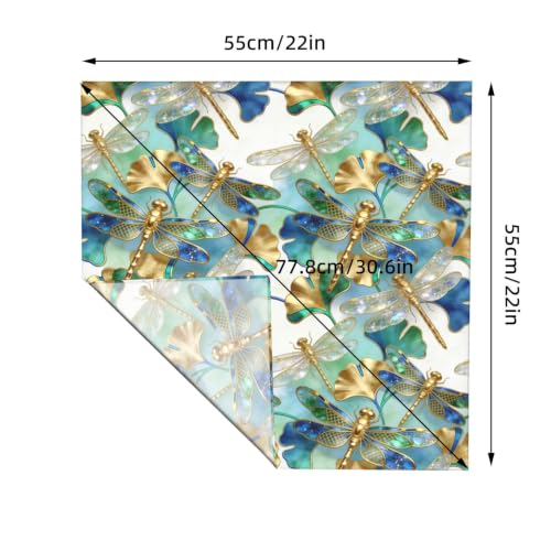 Satin Square Scarf, Printed Head Neck Scarf, Multi‑Purpose Bandana - color: Dragonfly