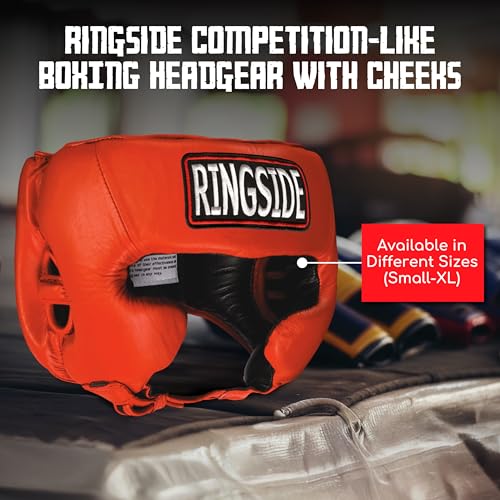 Ringside Competition-Like Boxing Headgear with Cheeks - color: Red, size: Small