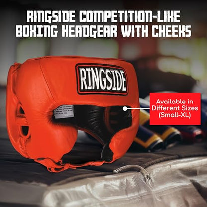 Ringside Competition-Like Boxing Headgear with Cheeks - color: Red, size: Medium