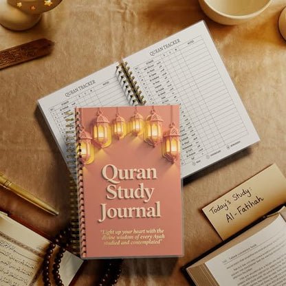 Premium Quran Study Journal - A5 Spiral Bound Islamic Reflection Notebook with 120 Pages 100gsm Thick Paper - Arabic & Translation Tracker for Daily Quranic Study, Memorization & Ramadan Gifts (Lantern Glow) - color: Lantern Glow