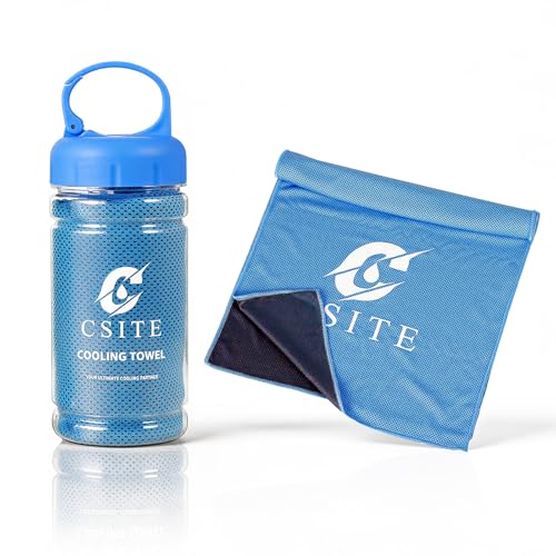 CSITE Cooling Towels (47"x12") for Neck and Face, Ice Towel for Hot Weather, Soft Breathable Chilly Gym Towels, Microfiber Towel for Work Out, Yoga, Running, Camping & More Activities（Baby Blue） - color: Baby Blue