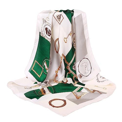 STARWHISPER 27" Square Head Scarf for Women Silk Feeling Satin Scarf Women Fashion Silk Scarf for Wrapping Hair - color: Red White Circle