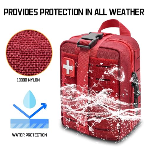 Ifak Pouch - Rip Away Molle Tactical Medical Pouch, Empty First Aid Kit Bag for Duty Belt (1 Pack RED) - color: 1 Pack Red