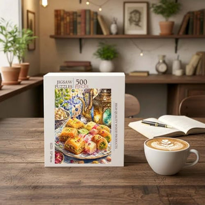 Arabic Sweets Islamic Kitchen Food Jigsaw Puzzle - 500 Pieces Wooden Puzzle for Adults, Wall Art Gift, Finished Size: 20 x 15 Inch - color: Arabic Sweets Islamic Kitchen - 500 Pieces