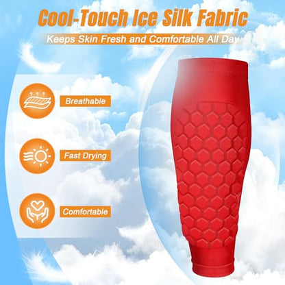 XZQTIVE Soccer Shin Guards Shin Defender for Kids Youth Adult, Ski Shin Guard Calf Compression Sleeve with Honeycomb Shin Pads - color: red, size: X-Small