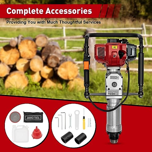 Gas Powered T-Post Driver, 1900W 52CC T Post Pounder Driver Heavy Duty Gasoline, 2-Stroke Fence Farm Push Pile Gasoline Engine Kit for Fence Post Construction Site - size: 52CC