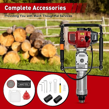 Gas Powered T-Post Driver, 1900W 52CC T Post Pounder Driver Heavy Duty Gasoline, 2-Stroke Fence Farm Push Pile Gasoline Engine Kit for Fence Post Construction Site - size: 52CC