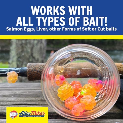 ATLAS Mike's Super Soft Spawn Net - Premium Fishing Bait Holder for Salmon Eggs, Liver, Cut Bait, Roe Sacks - Durable Nylon Mesh, Easy-Tie Design, USA-Made Quality - 4" Squares - Purple