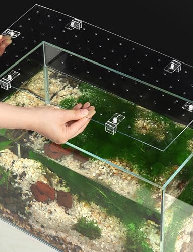 Transparent Anti-Jump Fish Tank Lid - Escape-Proof Aquarium Cover for Fish Bowls & Tanks (50x27cm/19.7x10.6in) - Durable PC Material, Easy Installation