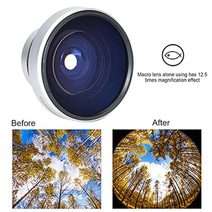 Camera Lens, 37mm 0.25X Super Fisheye Lens Additional Lenses Optical Glass Camera Photography Lens for 37mm Caliber Camera Lenses