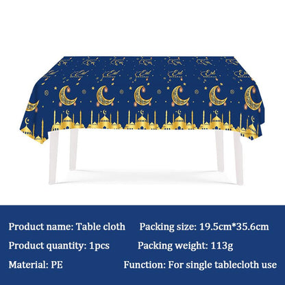 Generic Eid Mubarak Ramadan Mubarak Plates, Cups, Napkins party pack, Disposable Paper Tableware, Islamic Party Dinnerware, Eid Decoration, Blue and Gold