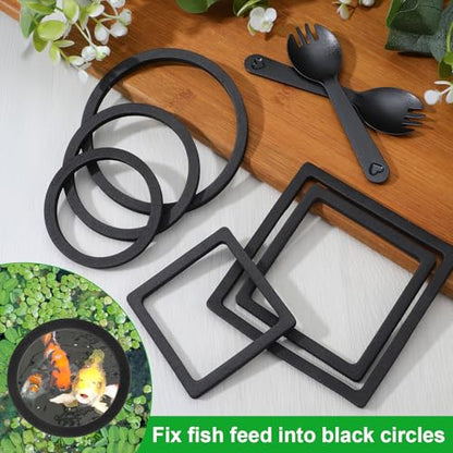 6PCS Aquarium Floating Plant Corral, Black EVA Fish Feeding Ring Set, Fish Tank Accessories for Mini Betta Tank, Floating Plants Holder|Feeder|Corral(3 Round + 3 Square) - style: 3 Round & 3 Square