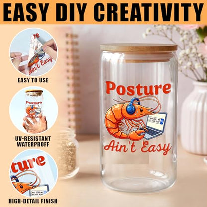 (20pcs) Shrimp UV DTF Cup Wrap Stickers, Meme Shrimps Sticker, Cute Sea Animal Decor Mug Transfer Paper, Crawfish Shrimp Stickers Funny Ocean Animal Lovers UVDTF Sticker for Shimps Lovers