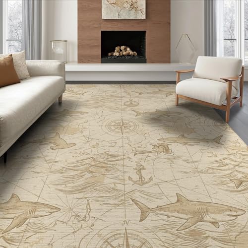6'x9' Washable Antique Map Area Rug, Tan Foldable Non-Slip Large Carpet for Queen Size Bedroom, Under Bed, Master Bedroom, Foldable Easy Care Carpet| Ref:2067334 - color: Beige/Pattern 31, size: 6' x 9' (Rectangular)
