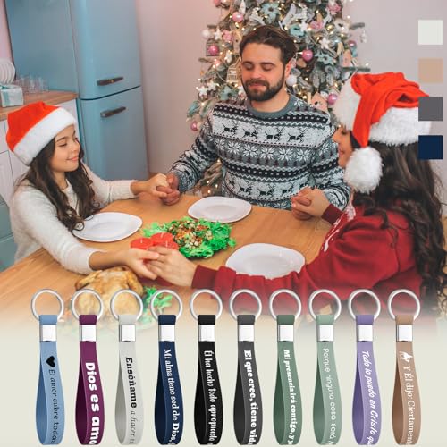 Foilswirl 100 Pcs Christian Keychain Bulk Spanish Bible Verse Silicone Inspirational Keychain for Religious Church Gifts Spanish Bible Gifts to Christmas Church Employee Favors