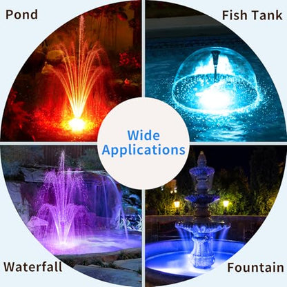 Antfraer Pond Filter with LED Lights, RGB Pond Filter with 660GPH Pump Fountain Kit, Filter Box with RGB Auto-Cycle LED Lights & 3 Spray Modes for Outdoor Ponds Clean Clear and Build Water Features - style: 660GPH with Led Lights
