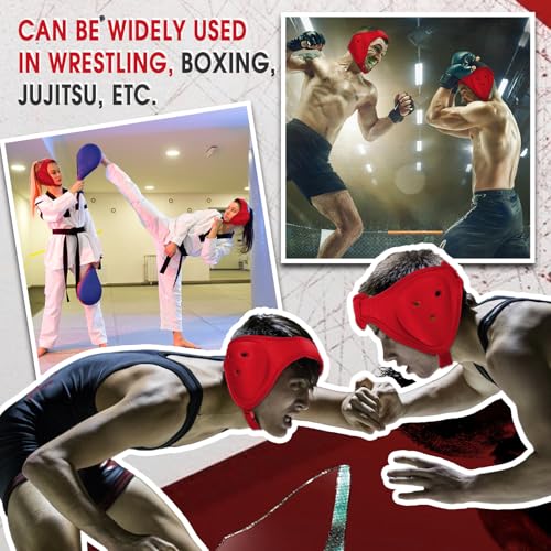 Tellegloww Wrestling Headgear for Kids Youth Soft Grappling Headgear Adjustable Wrestling Ear Guard for Adults - color: Red, style: Classic Style