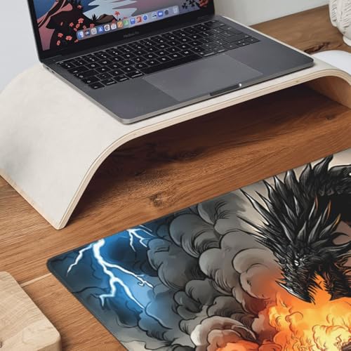 XXL Gaming Mouse Pad 35.4x15.7 Inch, Large Extended Desk Mat | Mousepad with Dragon Design, Non-Slip Rubber Base, Water-Resistant Surface and Stitched Edges for Gaming, Office & Home - color: Dragon