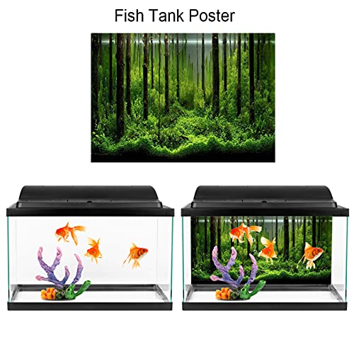 TITA-DONG Fish Tank Background, Forest Tank Aquarium Poster, Aquarium Background Picture, PVC Adhesive Underwater Forest Tank Background Poster Backdrop Decoration Paper(61 * 41cm) - size: 61*41cm