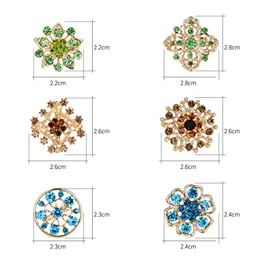 Lot 12pc Small Size Rhinestone Crystal Flower Brooches Pins Set DIY Wedding bridal Bouquet Women Broaches - color: Silver