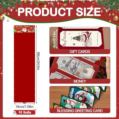 6 Pcs Christmas Money Holders for Cash, Christmas Cash Gift Envelopes with 10 Slots, Surprise Xmas Holiday Money Card Envelopes for Men Women Family