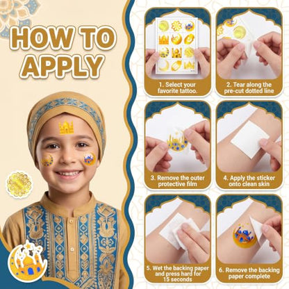 96 PCS Eid Ramadan Mubarak Pre-cut Temporary Tattoos - Eid Themed Party