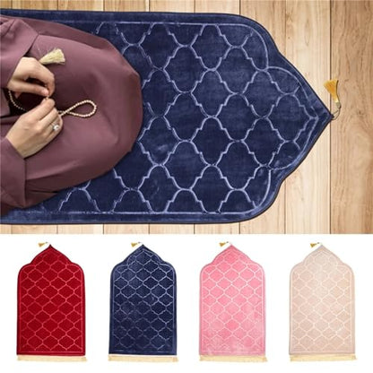 Syhonic Prayer Mat, Thick Soft Muslim Prayer Mat, Portable Prayer Mat Rug, Turkish Prayer Carpet for Men and Women (Navy Blue)