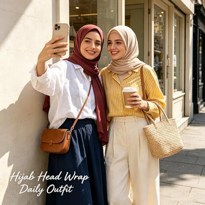 Hijab Scarf for Women, 3PCS Set with Undercap and Hijab Clip Lightweight Modal Muslim Head Wrap Scarf for Daily - color: Sy25-burgundy Hijab+black Undercap