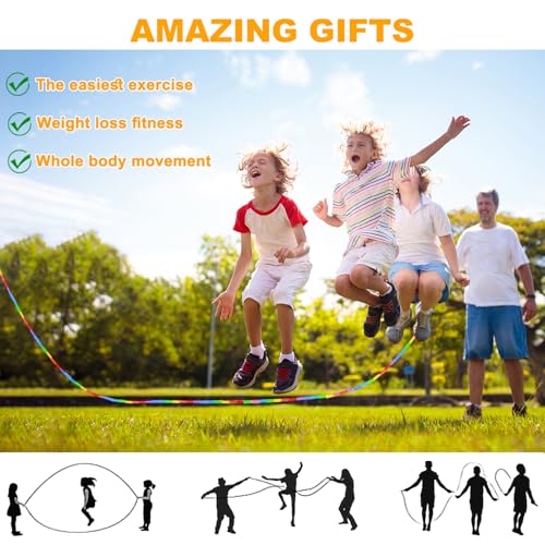 16.5FT Double Dutch Jump Ropes for Adults Kids 2-PACK | Rainbw Long Jump Rope, 1” Beaded Jump Rope for Fitness, Segmented Skipping Ropes for Exercise Training, Tangle-Free - color: Rainbow-2Pcs