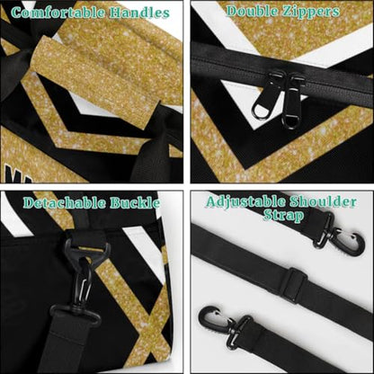 Custom Sport Volleyball Bag, Personalized Duffle Bag with Name Overnight Bag Toddler Gym Duffle Bag for Travel Weekend Sleepover Bag, Olive Yellow Glitters with Black - color: Olive Yellow