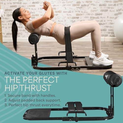 Lifepro GluteBlast Hip Thrust Machine – Foldable, Home Gym, 220 lb Cap | Sissy squat + hip thrust bench, powder-coated steel, PU leather pad, folds with wheels, 27.2"×45.3" glutes, hamstrings & core - style: Gluteblast Lite