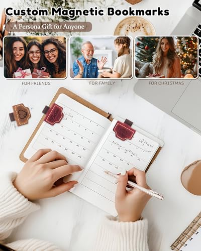 Personalized Magnetic Leather Bookmark Custom Engraved Name Text Bookmarks Customized Magnet Book Marks for Women Men Book Lovers Readers Travelers (Pen Holder) - color: Pen Holder
