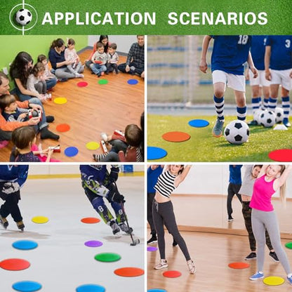 Poly Spot Markers 4 inch/9 inch Non-Slip Rubber Agility Training Markers Floor Dots Flat Field Cones for Football, Soccer, Basketball, School Exercise Drills, Dance Practice - style: 4 inch 24 Pcs (TPE)