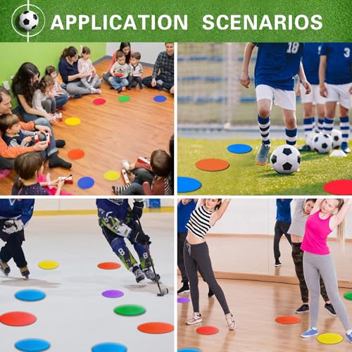 Poly Spot Markers 4 inch/9 inch Non-Slip Rubber Agility Training Markers Floor Dots Flat Field Cones for Football, Soccer, Basketball, School Exercise Drills, Dance Practice - style: 4 inch 36 Pcs (TPE)