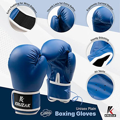 Kruzak Boxing Gloves for Men & Women, Sparring & Kickboxing Gloves, Muay Thai & MMA Gloves, 8-16 oz - color: Blue, size: 12 oz