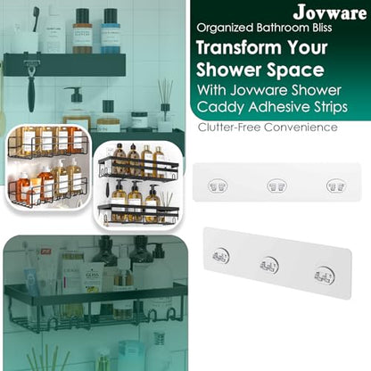Shower Caddy Adhesive Replacement Stickers Sticker Shelf Basket Strips Suction Hooks Large Strong Hook (Transparent - 2 Packs - 260mm) - color: Transparent - 2 Packs - 260mm