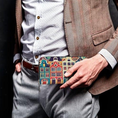 Amsterdam Street View PU Leather Long Wallet for Women Men, Zipper Clutch Wallet RFID Card Holder Organizer - color: Amsterdam Street View