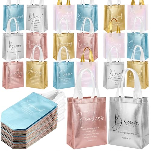 Aliceset 60 Pcs Christian Gift Bags with Bible Verse, Black, Colorful - color: Colorful