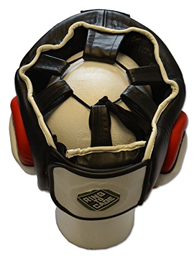 Youth Face Saver GelTech Leather Headgear - color: Red/Black