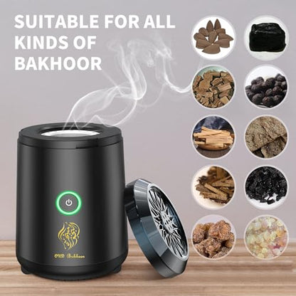 Electric Incense Burner, OUD Bukhoor Portable USB Aroma Diffuser, Rechargeable Arab bakhoor Muslim Incense Holder for Car and Home