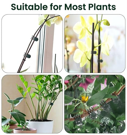 100 Pcs Orchid Clips for Plants Support, Plastic Clips for Plants to Secure Vines & Stems (Green, 2.1 x 1.3 Inches)
