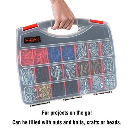 Hardware Organizer Box with Dividers - 23 Compartment Small Parts Organizer Portable Tool Box with Secure Latches - Plastic Screw Storage for Nuts, Beads, Jewelry or Tackle by Stalwart - size: 23 Bin